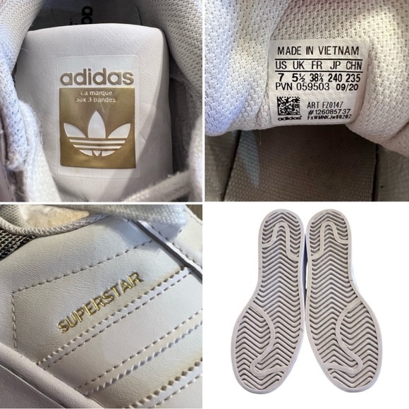 Adidas White Sneakers with Gold and Black Accents RARE - Picture 14 of 17
